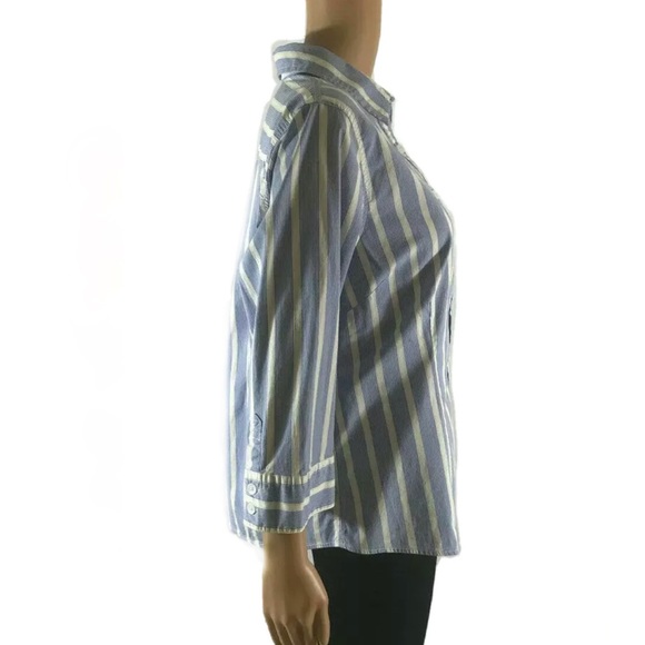 L.L Bean Blue and White Striped Button Down size L - Picture 7 of 9